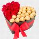 caja con rosas y chocolates ferrero 