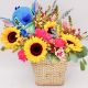 ramo de girasoles y flores surtidas con Stitch -envío de flores en Bogotá el mismo día