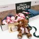 caja de rosas rosadas con caja de chocolates y oso de peluche - envío domicilio en Bogotá